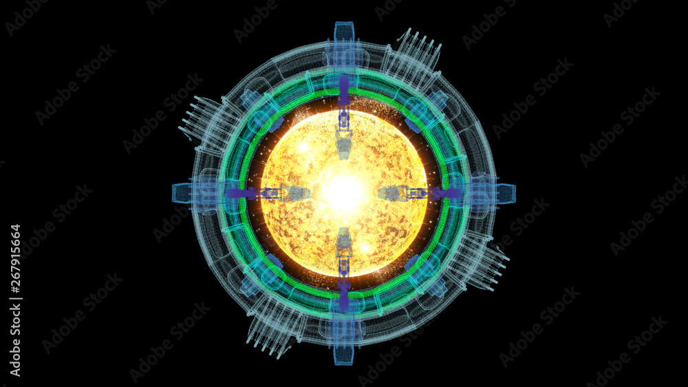 Poster futuristic graphic user interface head up display screen with digital holographic nuclear fusion ene