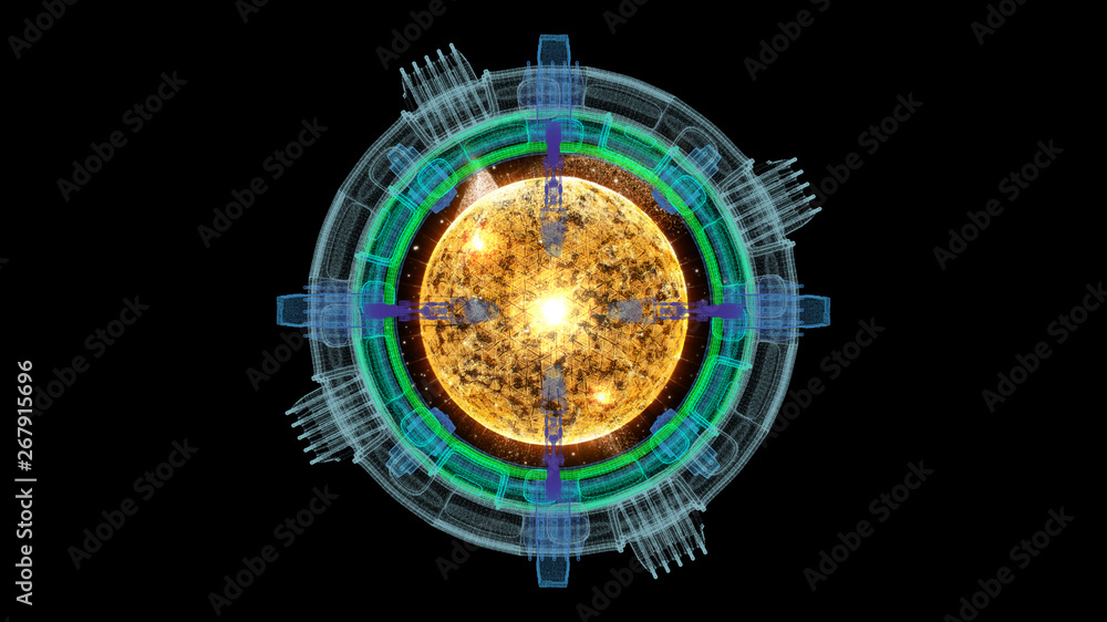 Poster futuristic graphic user interface head up display screen with digital holographic nuclear fusion ene