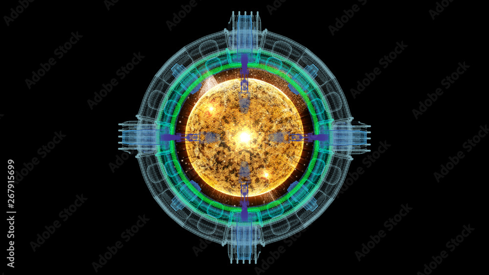 Poster futuristic graphic user interface head up display screen with digital holographic nuclear fusion ene