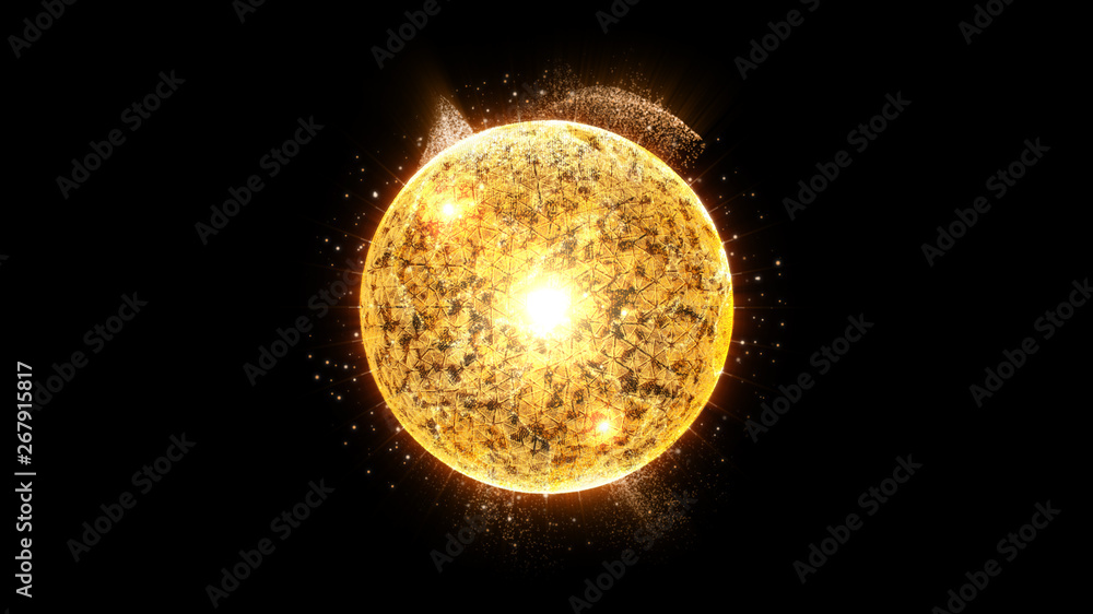 Poster Futuristic graphic user interface head up display screen with digital holographic Nuclear Fusion energy simulator display for digital background
