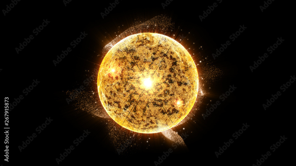 Poster Futuristic graphic user interface head up display screen with digital holographic Nuclear Fusion energy simulator display for digital background