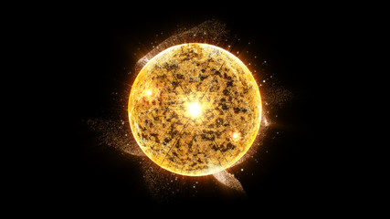 Futuristic graphic user interface head up display screen with digital holographic Nuclear Fusion energy simulator display for digital background