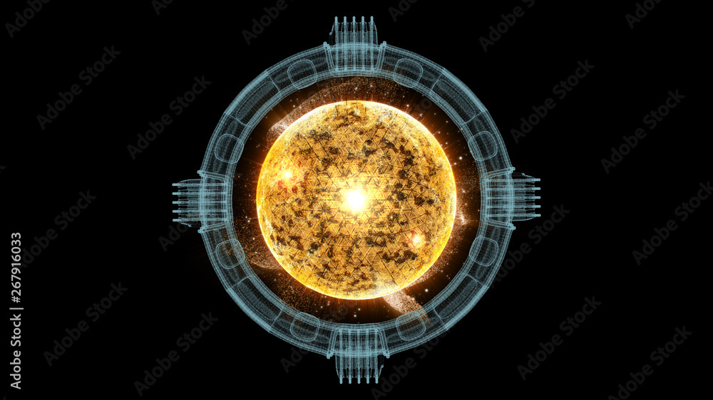 Aufkleber Futuristic graphic user interface head up display screen with digital holographic Nuclear Fusion energy simulator display for digital background