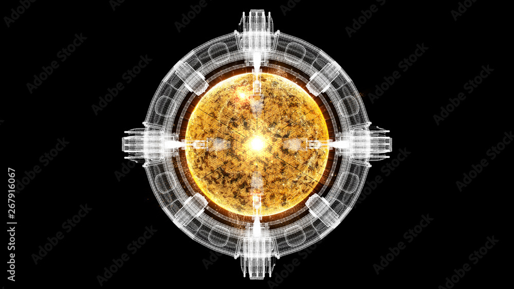 Poster futuristic graphic user interface head up display screen with digital holographic nuclear fusion ene