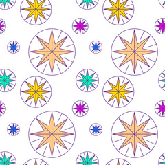 Christmas and New year holiday seamless pattern design with decorate stars.