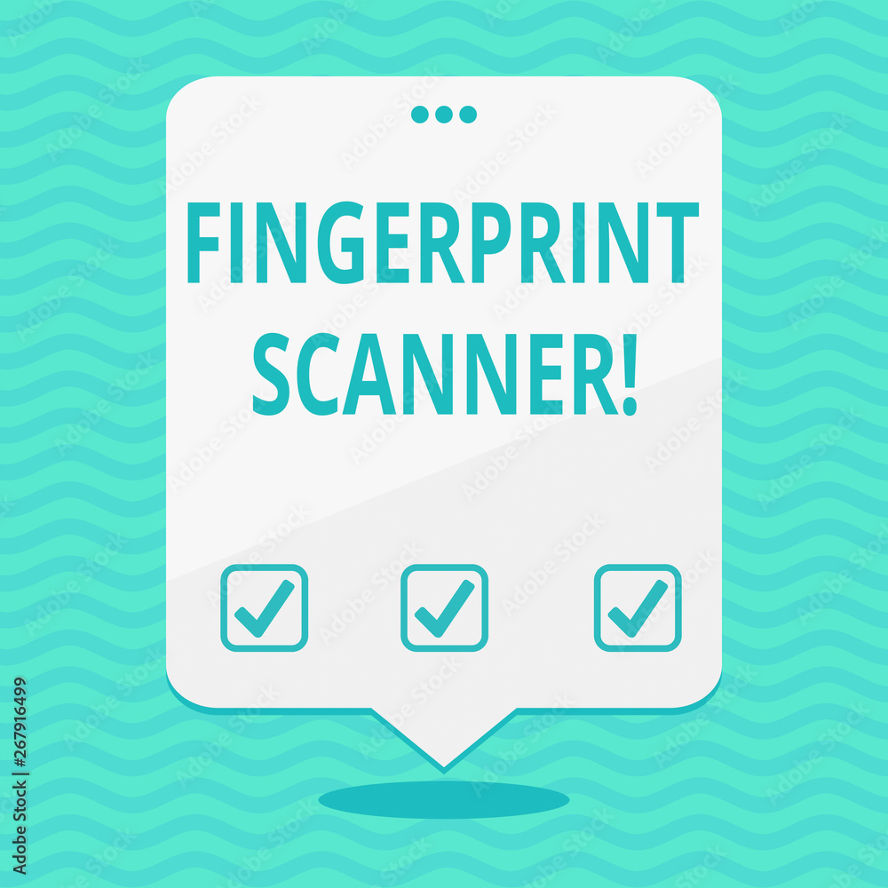 Poster text sign showing fingerprint scanner. business photo showcasing use fingerprint for biometric valid