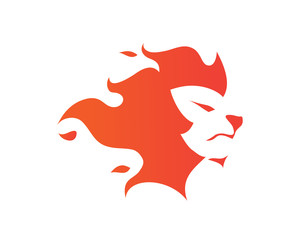 Modern Charismatic Flaming Lion Head Logo In White Isolated Background