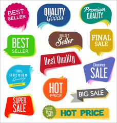 Sale banner templates design and special offer tags collection