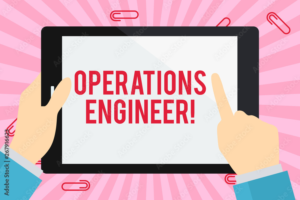 Poster word writing text operations engineer. business photo showcasing analyze and design operation that w