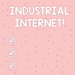 Text sign showing Industrial Internet. Business photo text use of the internet of things in industrial sectors Pink Tiny Sprinkles Confetti Scattered in Random on Lighter Shade Backdrop