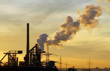 Air pollution - industrial site during dusk