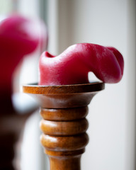 closeup of candle on light background