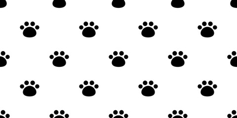 Dog Paw seamless pattern vector footprint bear teddy pet scarf isolated cartoon cat repeat wallpaper tile background white