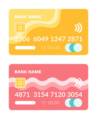 Credit and debit card vector, isolated icon of plastic item with numbers and special code, financial object to pay and shopping, finance and capital