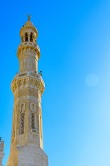 Fototapeta premium Minaret of central mosque in El Dahar district of the Hurghada city, Egypt