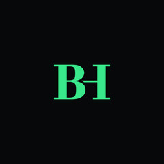 B and H initials letter icon vector