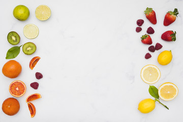 Top view fruits line