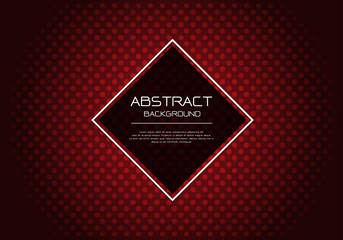 Abstract vector luxury red circle spot pattern on dark with diamond banner white frame  template design modern background illustration.