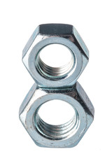 Metal nuts isolated on white background