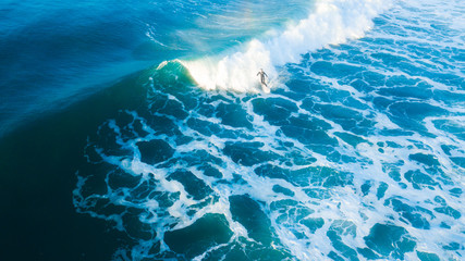 Aerial View of Waves and Beaches With Surfers at Bells Beach Along the Great Ocean Road, Australia