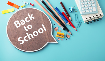 Back to school concept on blue background