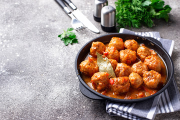 Homemade meatballs with tomato sauce
