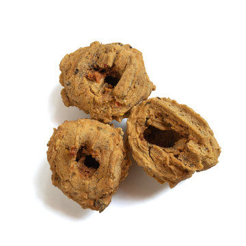Sun Dried Lentil Dumpling  or Urad Dal Badi isolated on white background