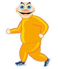 Man sufferring from obesity concerns with running