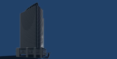 Obraz premium 3D illustration architecture building perspective lines.