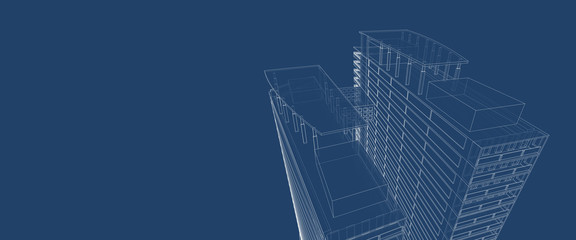 Banner background, Modern urban architecture abstract background design. Architecture building 3d illustration, Abstract Architecture Background.