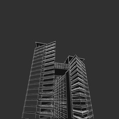 Fototapeta premium 3D illustration architecture building perspective lines.
