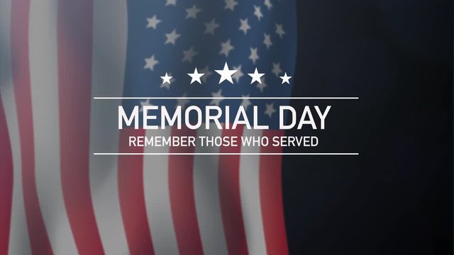Memorial Day banner with "Honoring all who served" text and USA Flag on background. 4K banner. God Bless America