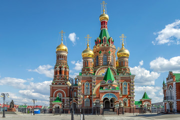 Fototapeta na wymiar Cathedral of the blessed virgin Mary in Yoshkar-Ola, Russia.