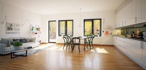 scandinavian style living room design. - obrazy, fototapety, plakaty