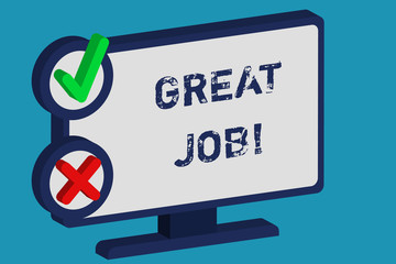 Fototapeta premium Word writing text Great Job. Business photo showcasing used praising someone for something they have done very well