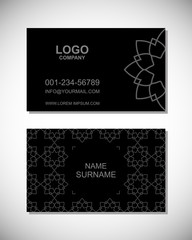Two floral geometric black business cards, brochures for your design