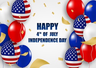 4th of July Happy Independence day USA . design with balloons .vector.