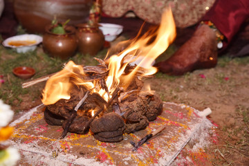 Copper kalash and hindu puja or hindu pooja