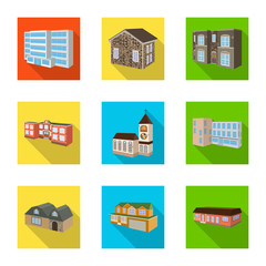 Vector design of facade and housing sign. Set of facade and infrastructure stock symbol for web.