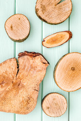 wooden stumps for blog background top view pattern