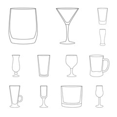 Isolated object of dishes and container logo. Set of dishes and glassware vector icon for stock.