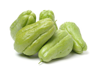 Chayote on white background