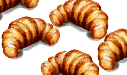 Croissant Vector watercolor breakfast template menu posters