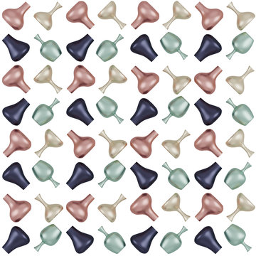 Sunset Beach Colors Wrapping Paper Seamless Pattern, Illustration With Brushed Metallic Vases 3D Render, Orthographic Camera ..