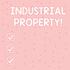 Text sign showing Industrial Property. Business photo text the intangible ownership of a trademark or patent Pink Tiny Sprinkles Confetti Scattered in Random on Lighter Shade Backdrop