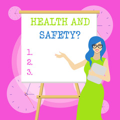 Conceptual hand writing showing Health And Safety Question. Concept meaning regulations and procedures to prevent accident or injury