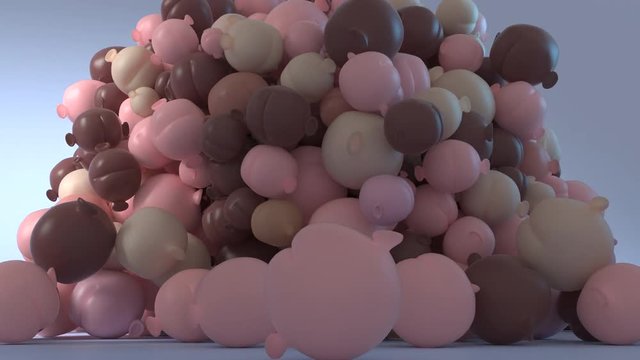 Eared Balloons Expanding Heap 3d