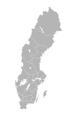 Vector isolated illustration of simplified administrative map of Sweden. Borders of the counties (regions). Grey silhouettes. White outline © Olli