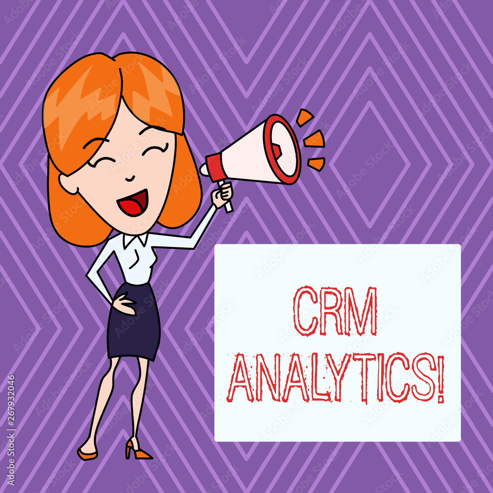 Poster text sign showing crm analytics. business photo showcasing applications used to evaluate an organiza
