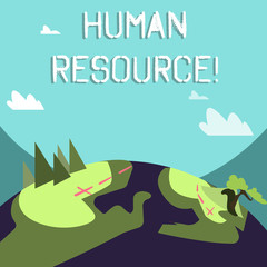 Word writing text Huanalysis Resource. Business photo showcasing the process of hiring and developing employees Mountain View with Marked Hiking Trail and Trekking Tracks for Outdoor Ads